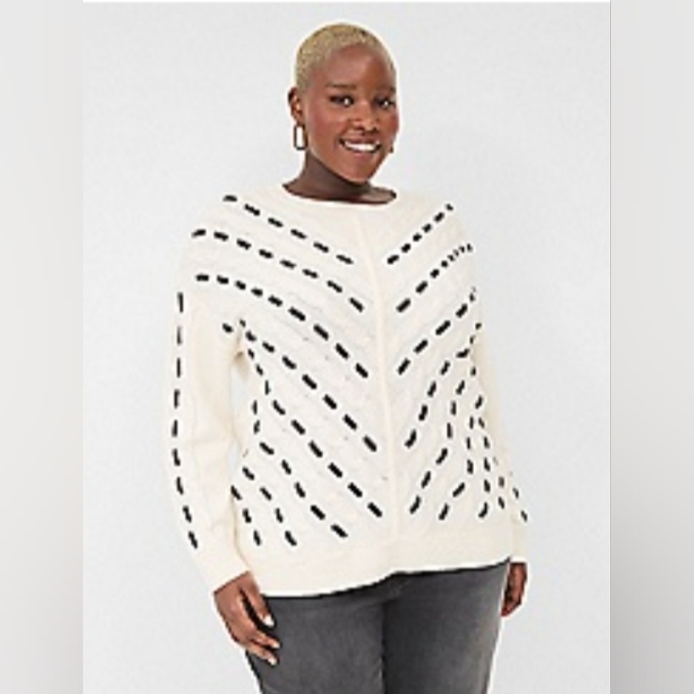 Crew-Neck Contrast-Stitch Sweater